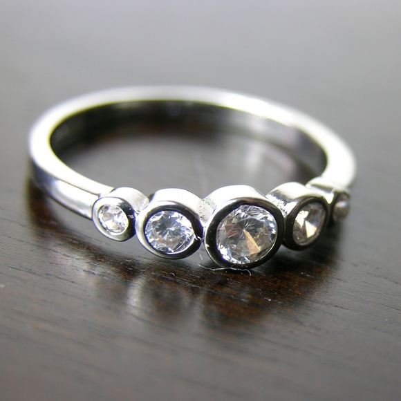 Jewelry - Only 2 LEFT! 5 Stone Silver and Zircon Dainty Ring